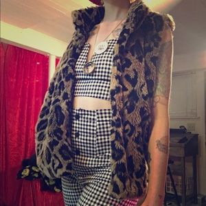 80’s Punk Leopard Print Faux Fur Vest